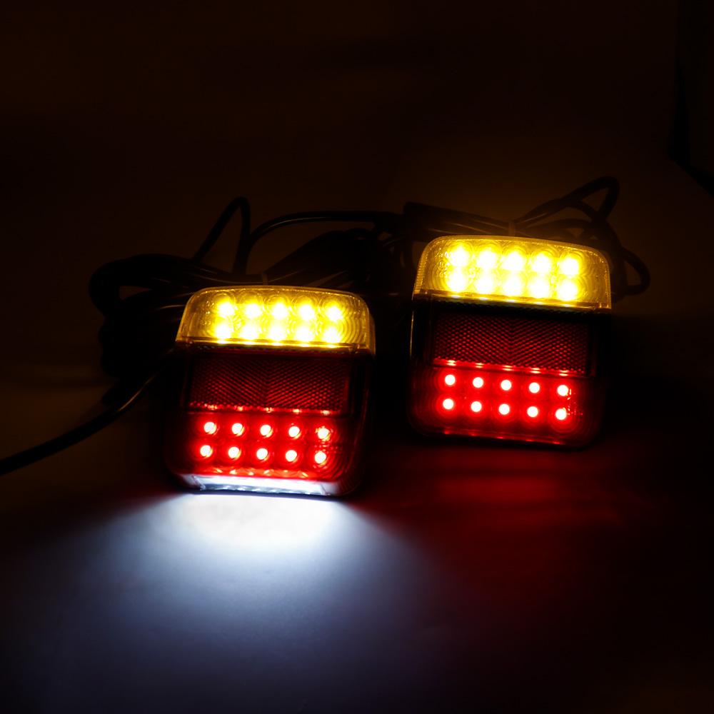 2Piece/Set 12V Rear Towing Trailer Tail Light 16 LED 10m Cable 7 Pin Universal Brake Stop Waterproof License Number Plate Lamp