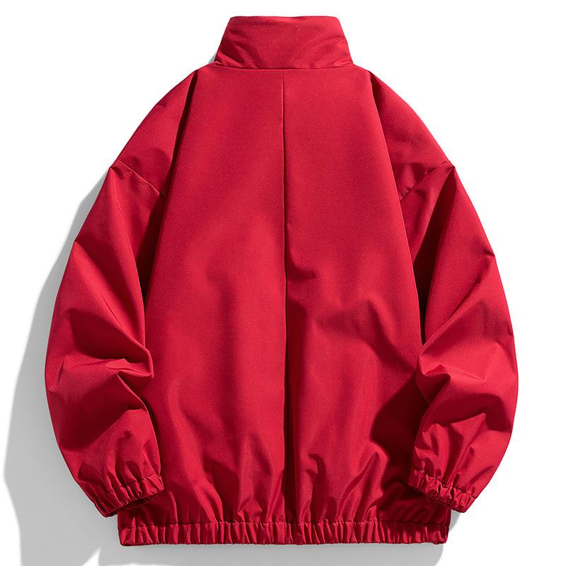 Двусторонняя куртка Осенняя куртка со стойкой воротником Мужская американская свободная повседневная спортивная куртка