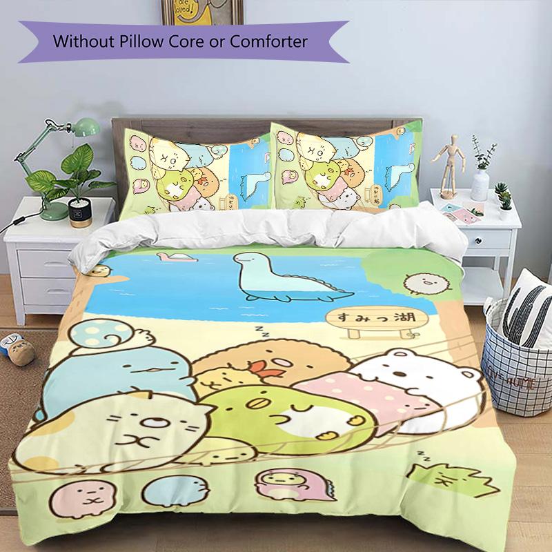 3pcs Sumikko Gurashi2 pattern bedding set duvet cover set includes duvet cover &pillowcases, perfect all season bedroom decoration & gift