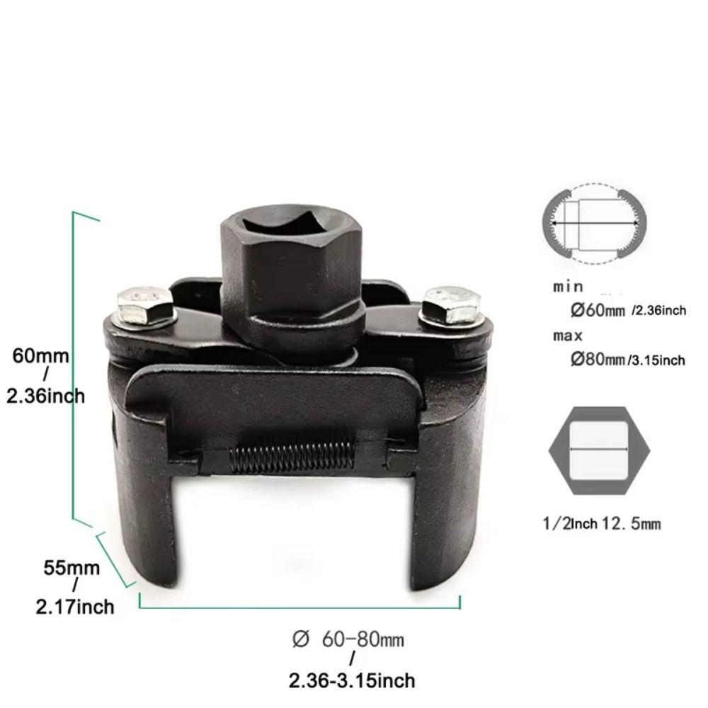 Cast steel Two Jaws Oil Filter Wrench Adjustable Multifunction Heavy-Duty Metal Separator U Type 60-80mm