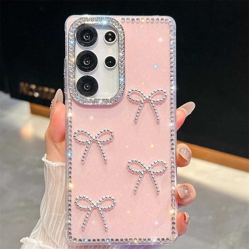 Чехол для мобильного телефона Apple iPhone 11PRO Samsung A11 S11FE/S11 ручной работы со стразами и бриллиантовым бантом