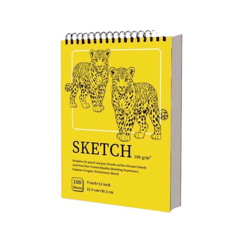 100 Sheets Spiral Bound Artist Sketchbook Perforated Pages Sketching Notebook Crayon Drawing