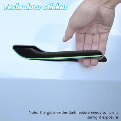 Автомобильные наклейки подходят для Tesla Model Y/3 на ручки дверей, ночные светящиеся, защищающие от царапин, декоративные наклейки