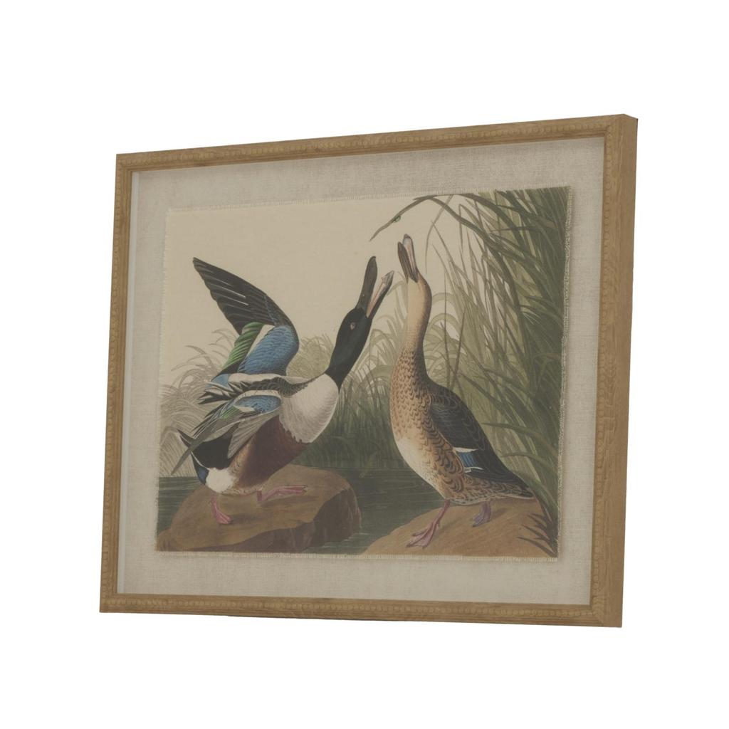 Hill Interiors Flora & Fauna Collection Mallards Beaded Linen Framed Wall Art
