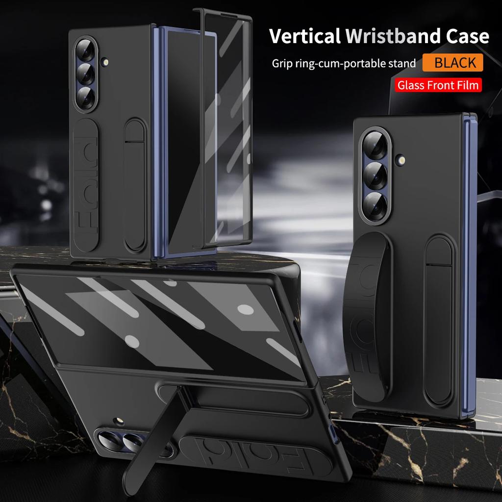 Чехол-подставка с ремешком для Samsung Galaxy Z Fold 7 6 5 4 Fold7 5G, защита линзы переднего стекла, пластиковая крышка из ПК, Capa