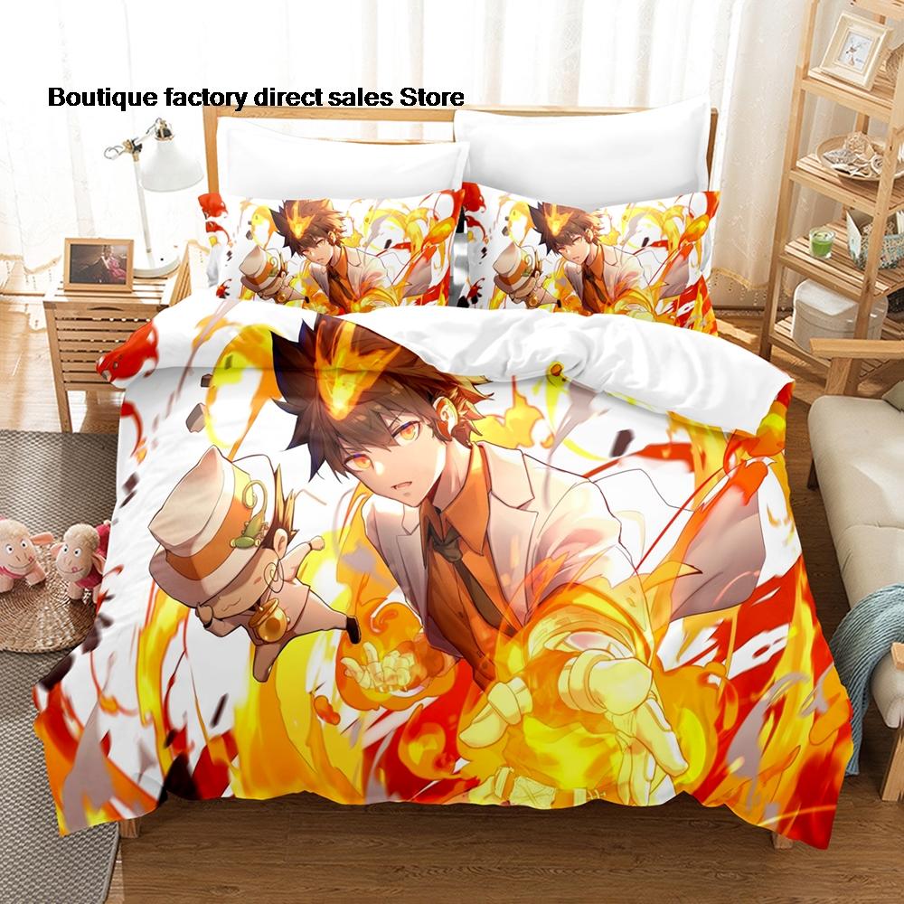 Постельное белье Katekyo Hitman Reborn Мягкое пододеяльник Наволочка Для поклонников аниме Декор спальни Размер: Полуторный, Полный, Евро, Кинг