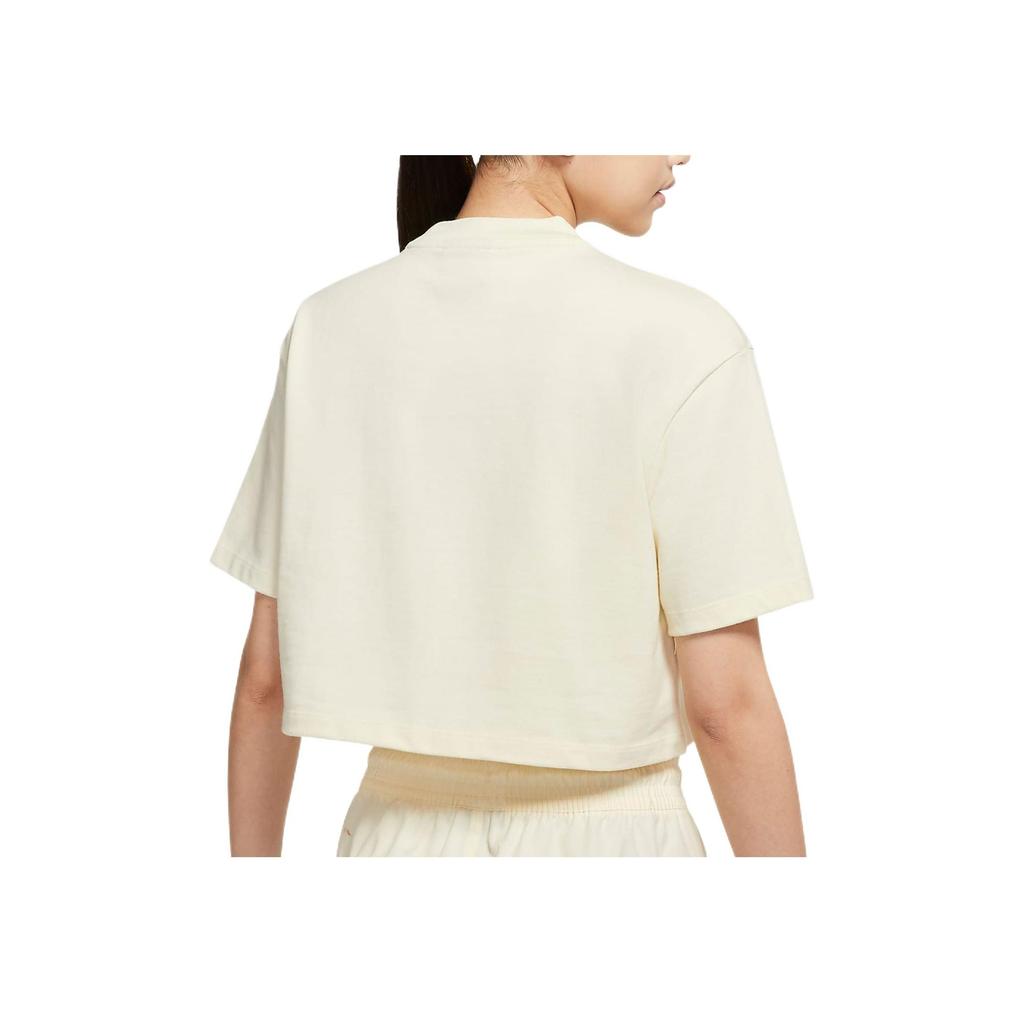 Nike Спортивная одежда с вышитым логотипом, свободная однотонная трикотажная футболка с коротким рукавом, женские топы, желтый цвет CJ3759-113