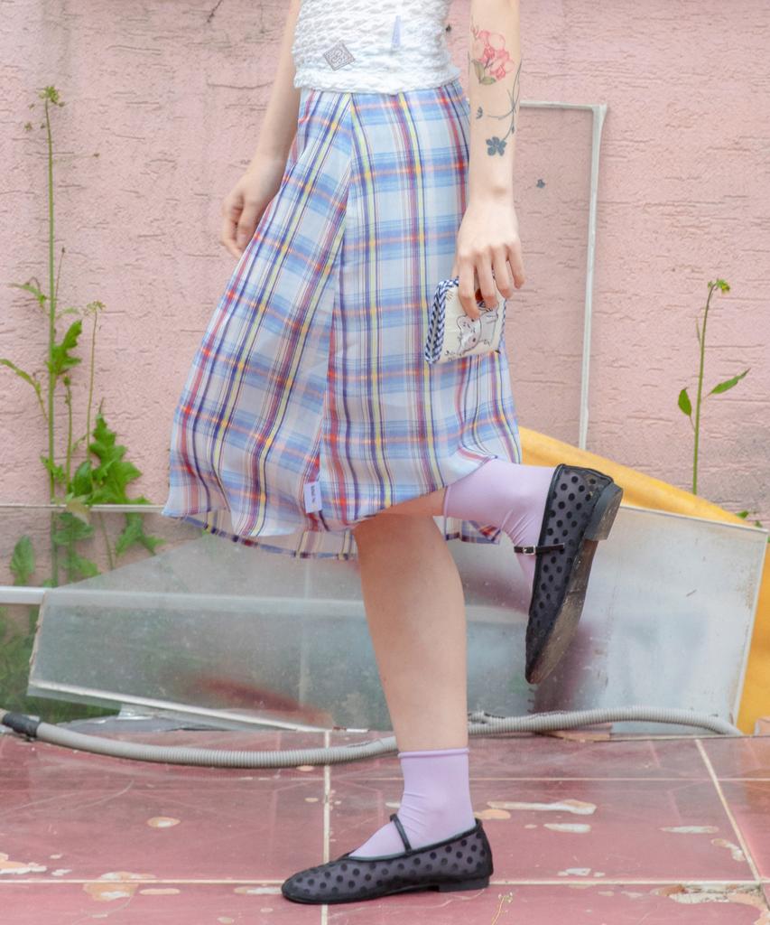 Lunakihu Wxsk018 Natsu Omokage Chiffon Midi Skirt (Check)