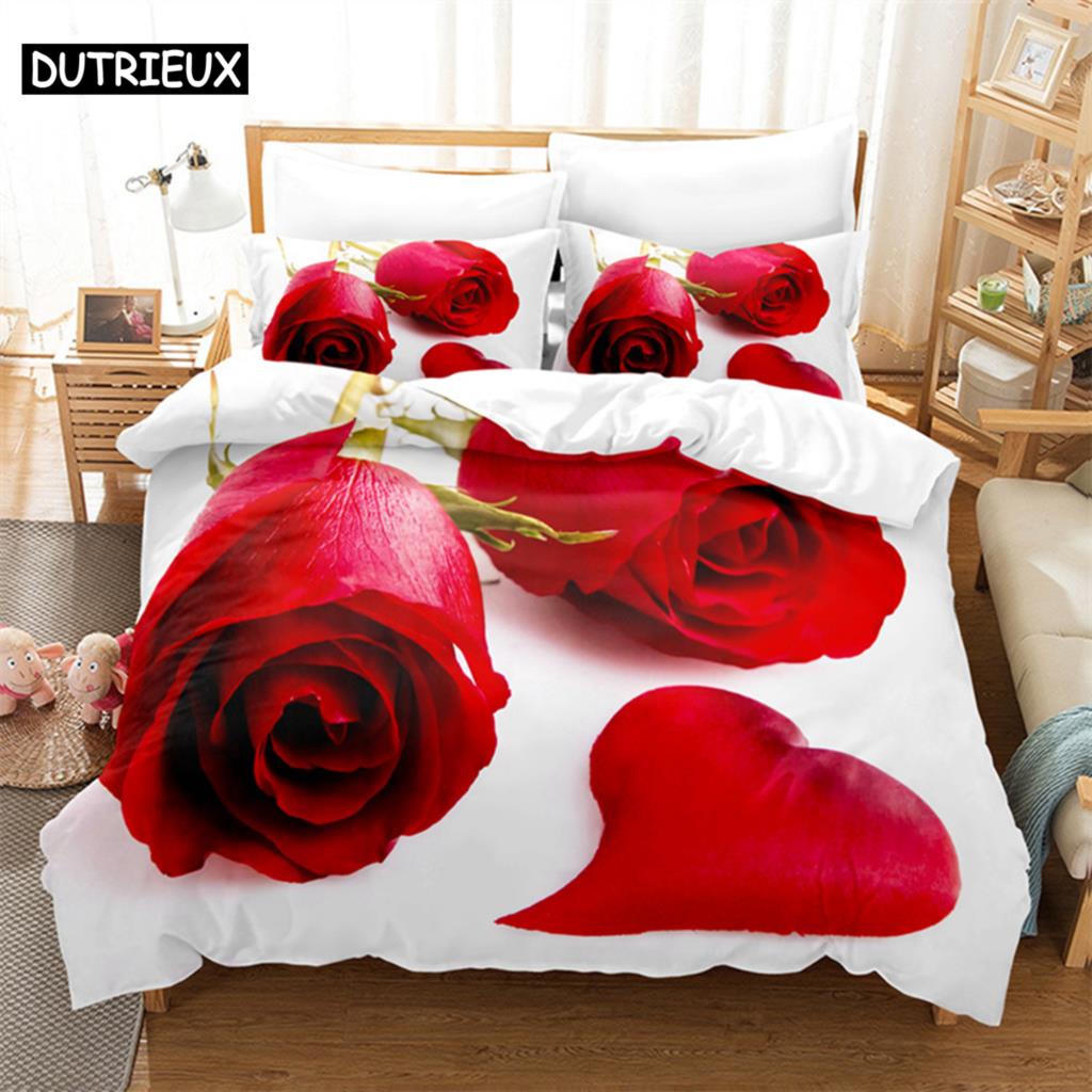 Роскошный комплект постельного белья Red Rose Queen, пододеяльник, комплект постельного белья, комплект постельного белья, пододеяльник King Size, комплект постельного белья