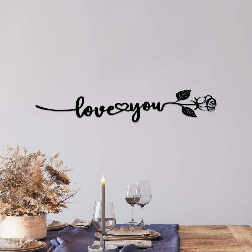 Wall Art Decor Metal Love You Wall Decor Rose Rustic Love Sign for Family Room Decor