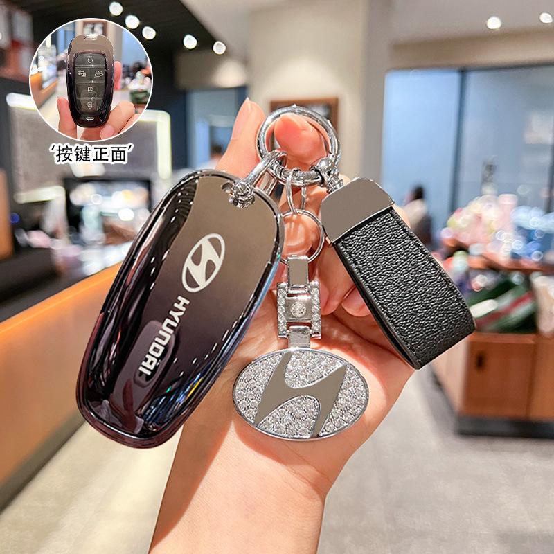 Fashion Soft TPU Car Key Cover Case Shell Fob For Hyundai Tucson Solaris Sonata Hybrid NEXO NX4 Santafe Dn8 2020-2022 Accessory Y4