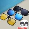 Fashion Photochromic Mirror Eyeglasses Polarized Flip Up Clip On Sunglasses Ultra-Light Women Men Night Vision Sunglasses