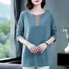 T-Shirt Tops Women Oversized Blouse Stripe Stretch Long Sleeve T-Shirt Round Neck Loose Tops