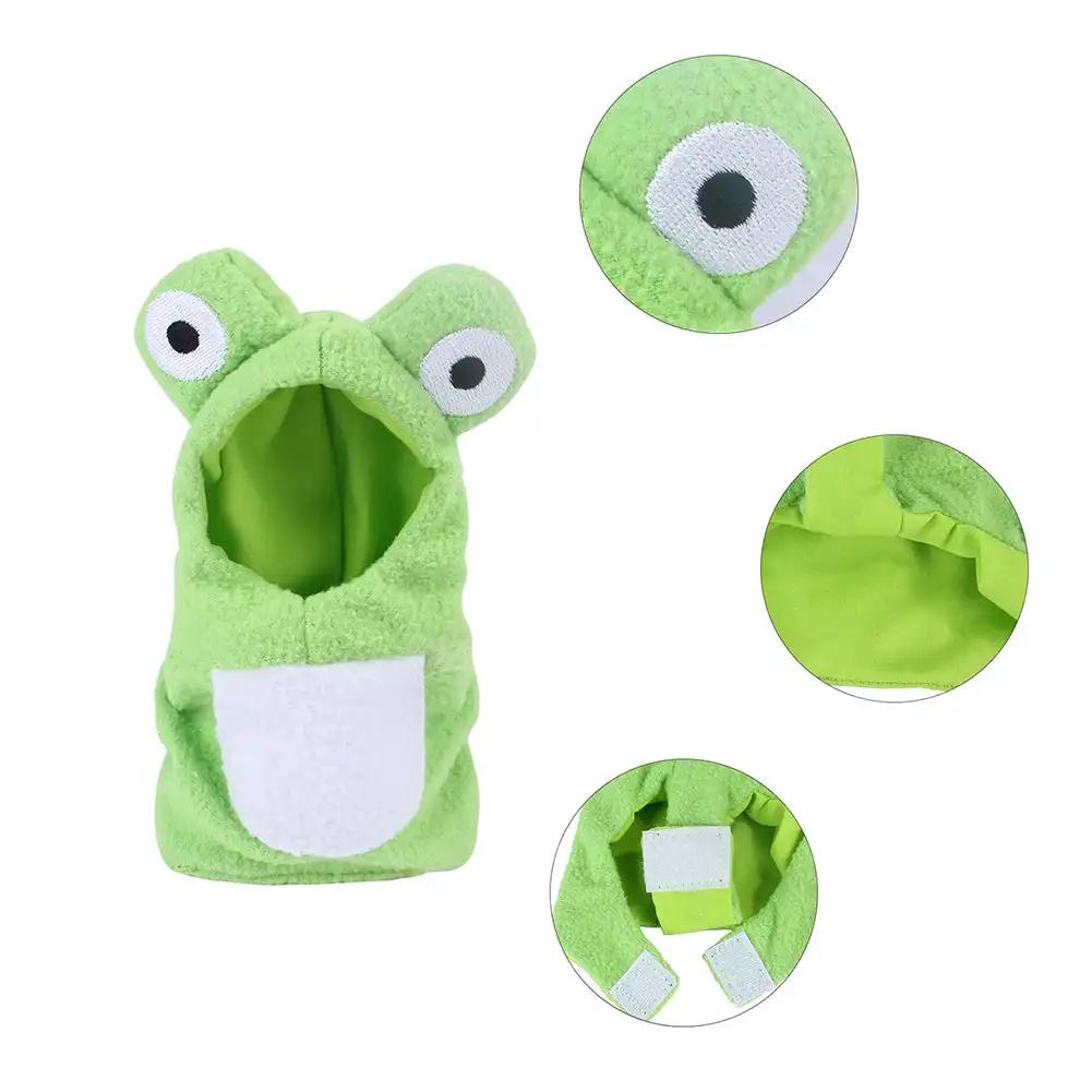 Funny Frog Shaped Birds Clothes Plush Flying Suit Parrots Costume Cosplay Outfit Winter Warm Hat Hooded Pet Bird Accessories