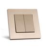 Bright Golden Color European Type Wall Light Switch 2 Gang 1 Way 2 Way Rocker Button Switch