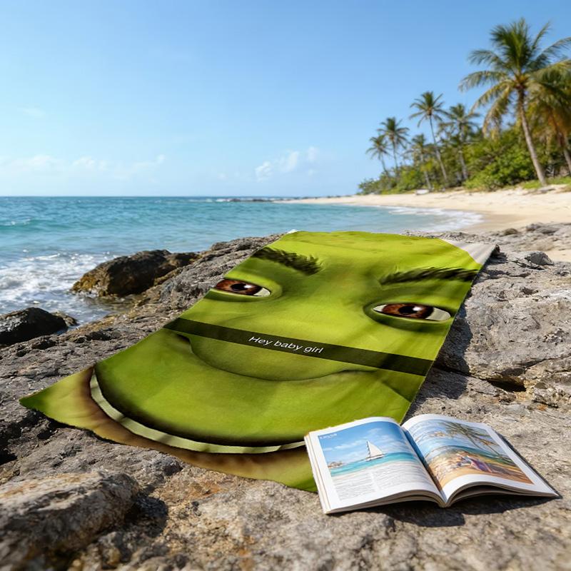 1pc Shrek4 Beach Towel, Beach and Seaside Swimming Pool Equipment, Fashion Pattern, Rectangular, Travel Essentials