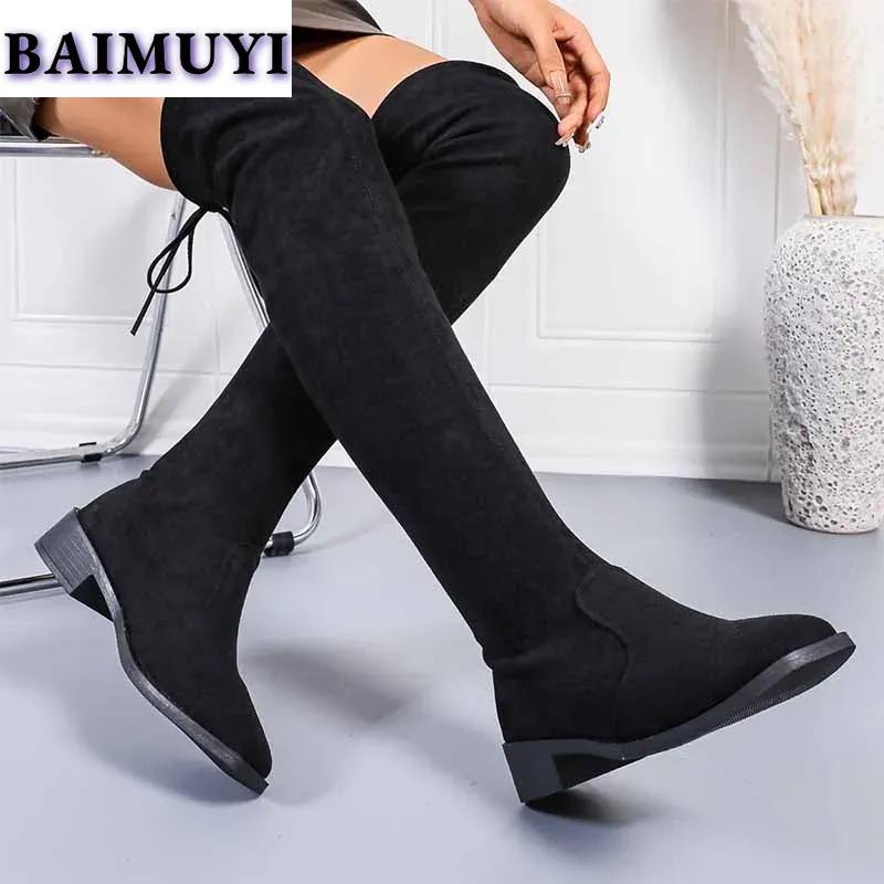 Женские высокие сапоги, дизайнерские элегантные массивные туфли, женская тенденция 2024 года, зимняя мода, замшевое повседневное платье для прогулок, женские туфли Zapatillas