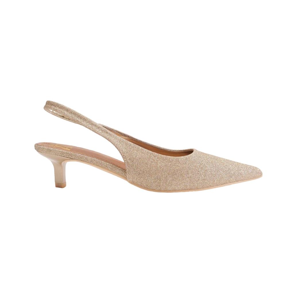 Where's That From Womens/Ladies New Pointed Glitter Sling Back Kitten Heel Shoes