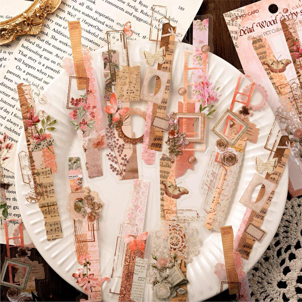 Набор ретро-коллажных стикеров Momo PET: 20 листов, 6 дизайнов для журналов и DIY-декора