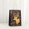 6pcs Christmas Kraft Gift Bags with Handle Elk Snowflake Christmas Tree Bronzing Paper Bag Merry Christmas Party Favors Bags