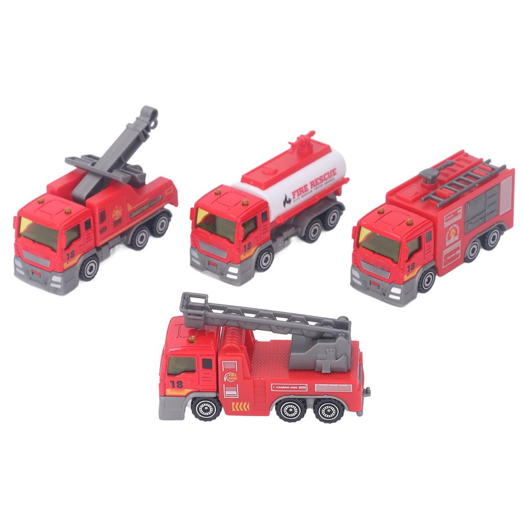 4Pcs 1: 32 Fire Truck Toy Set High Simulation Pull Back Car Toy Educational Truck Model Children
