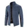 Men S Knitted Cardigan Stand Collar Long Sleeve Twist Pattern Sweater Jacket
