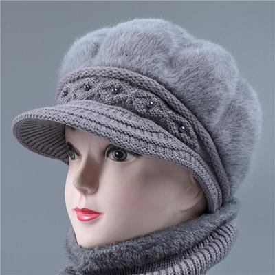 Пожилая шляпа женская зимняя утолщенная шерстяная шляпа шляпа старика шляпа из кроличьего пуха ручной вязки теплая шляпа бабушки