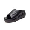 Fashion Hot Selling True Soft Leather Thick Sole Soft Sole Mom Slippers Women's Summer Outerwear 2025 New Fashion Slope Heel Sandals