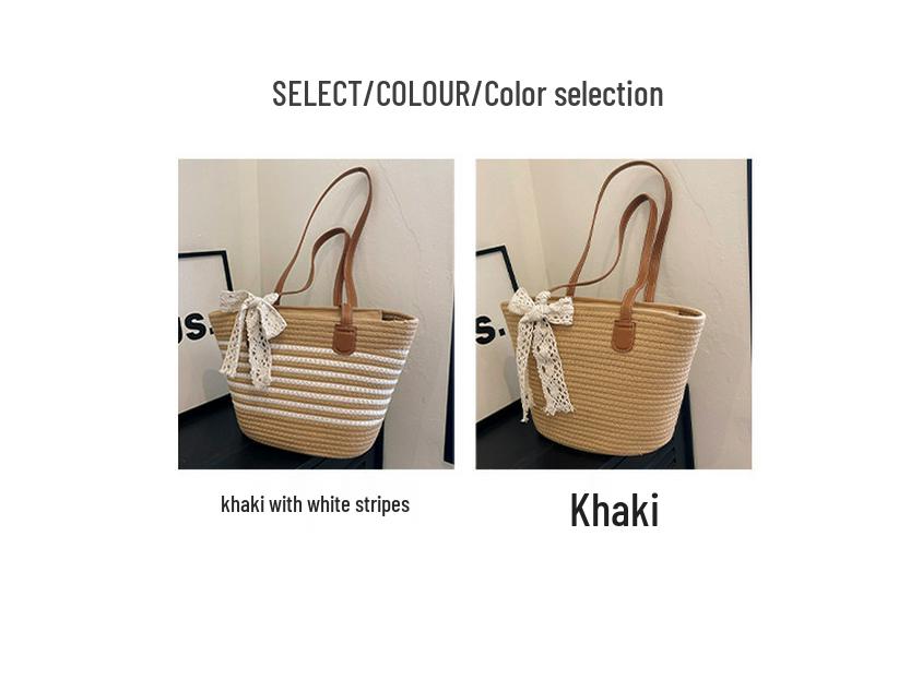 Women's Large Capacity Woven Straw Shoulder Bag - 2025 Spring Niche Beach Bucket Bag with Texture for Commute