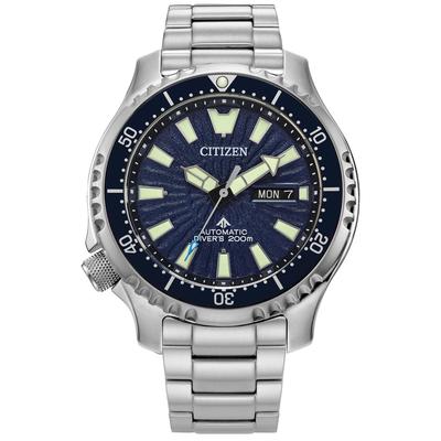 Мужские часы Promaster Dive с автоматическим механизмом, серебристый браслет, синий циферблат, 5 дюймов