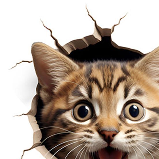 Наклейка на туалет для кошки, водонепроницаемая, съемная, самоклеящаяся, из ПВХ, для гостиной, ванной комнаты, настенное искусство, 3D-эффект, имитация сиденья для унитаза с изображением котенка