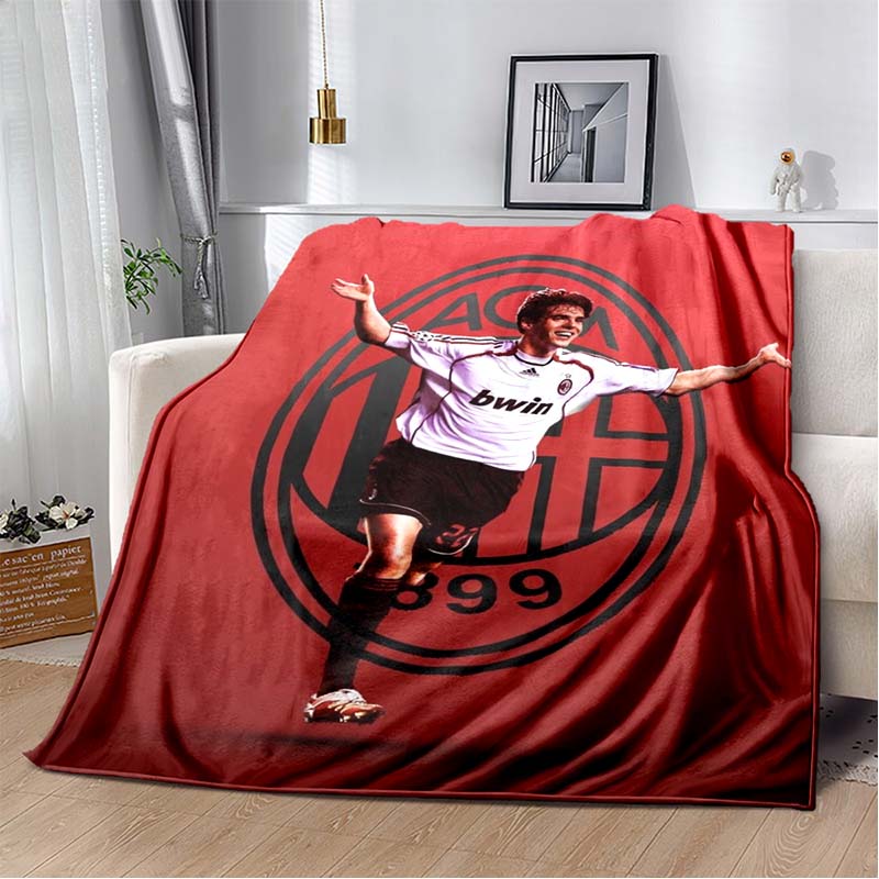 AC Milan Football Club Half Black Red Split ACM 1899 Logo Flannel Blanket Soft Warm Lightweight Sports Fan Washable Throw Blanket Bedroom Sofa Decor