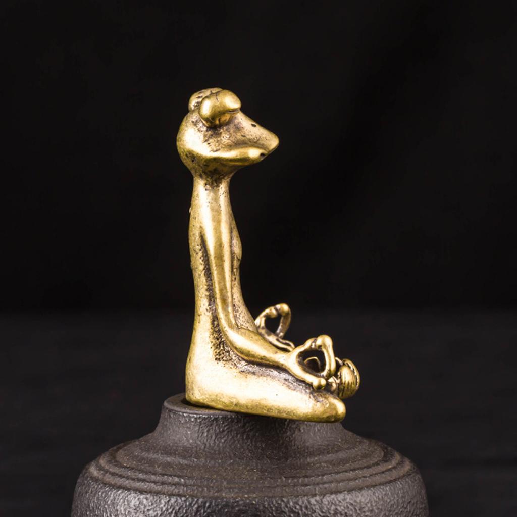 Zen Frog Sculpture Statue Sitting Brass Vintage Holder Incense Ornament Desk KTY