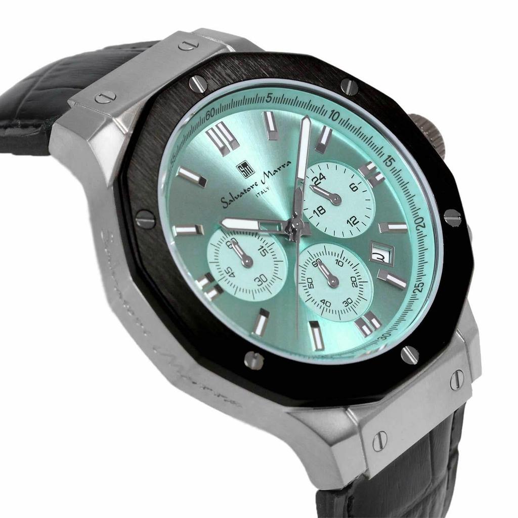 Хронограф 10 ATM водонепроницаемый кожаный ремешок Business 20th Anniversary Limited Model Ice Blue Black [Salvatore Mara] мужские SM18117-SSIBL