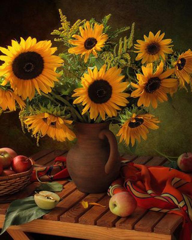 5D DIY Алмазная картина Полный дрель Круглый цветок Алмазная вышивка Полный набор Вышивка крестом Стразы Мозаика Домашний декор