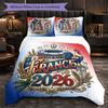 France Football Pattern 3 Pieces Bedding Set Soft Microfiber Duvet Cover with Pillow Cases for Bedroom