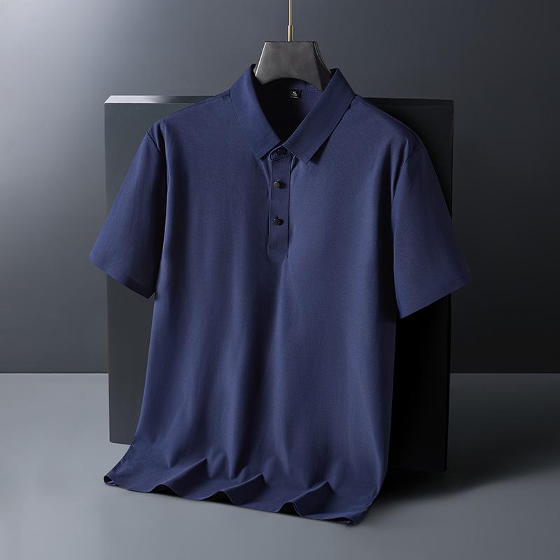 Новая мужская одежда для молодежи и людей среднего возраста, содержащая шелковую футболку с короткими рукавами из тонкого ледяного шелка, повседневная простая универсальная футболка