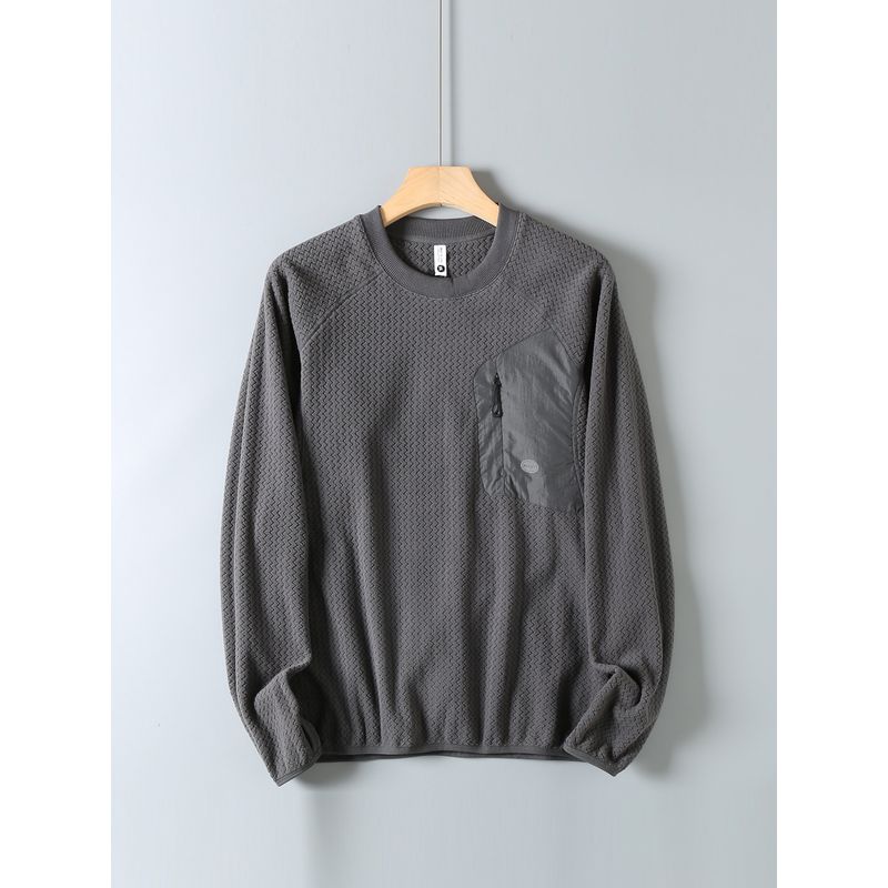 Authentic Japanese-Style Functional Crewneck Sweatshirt, Long-Sleeve Autumn and Winter Fleece Jacket for Men, Color-Blocking Couple's Versatile Top