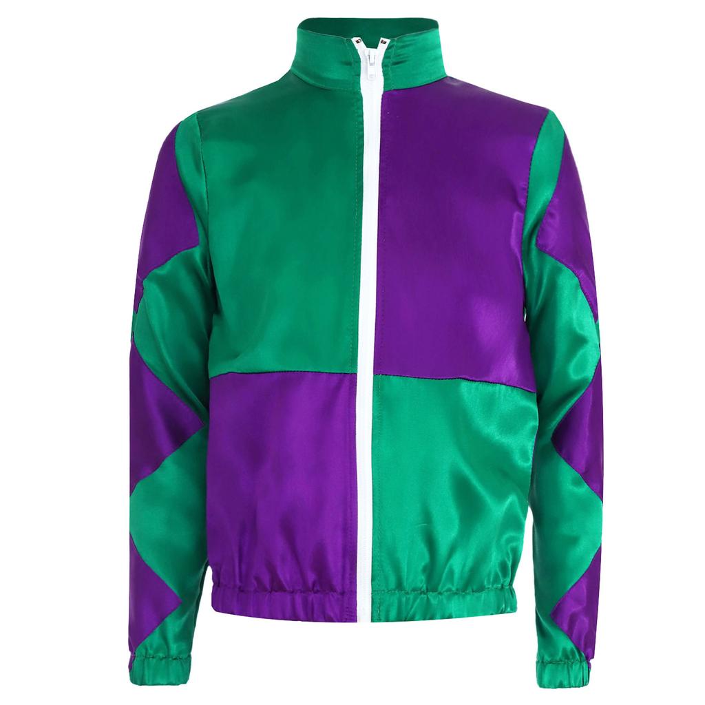 Girls Horse Riding Costume Long Sleeve Color Contrast Patchwork Zipper Jacket Equestrian Dress Up Halloween Outfit