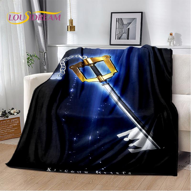 Cartoon Kingdom Hearts Games 3D Soft Flannel Blanket for Beds Bedroom Sofa Picnic,Throw Blanket for Cover Outdoors Leisure Gift