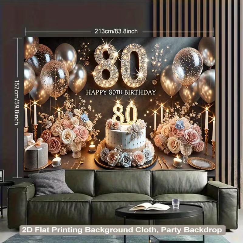 2D Diamond & Flower 80th Birthday Photography Background