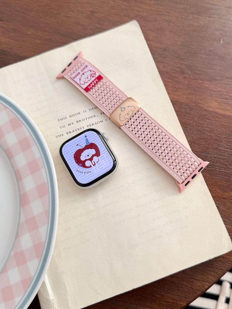 Apple Watch Series 10 & Ultra Ремешок: Дышащий, Магнитная застежка, Дизайн с щенком
