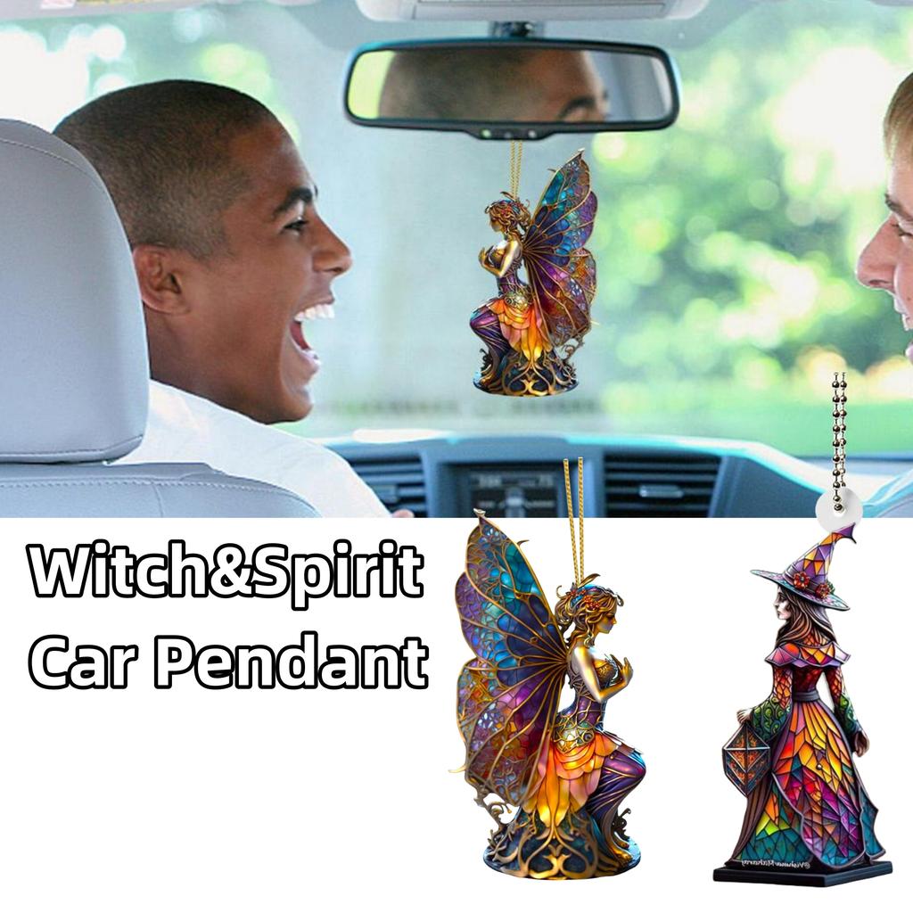 1Pc Halloween Witch Pendant For Car Decor Hangable Acrylic Pendant Car Decorative Witch Charm For Rearview Mirror Door Window Wholesale