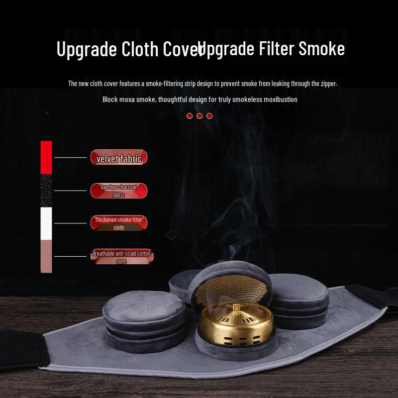 Portable Smokeless Moxibustion Box Set with Smoke-Filtering Cloth Cover for Full Body Use