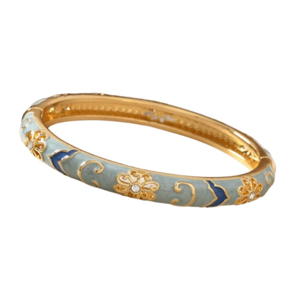 Chinese Style Vintage Cloisonne Bangle Enamel Women's Hand Bracelet Hollow Out Flower Bangle Girls