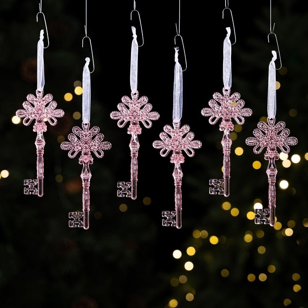 6Pcs Transparent Christmas Icicle Pendants Snowflake Christmas Tree Ornaments Christmas