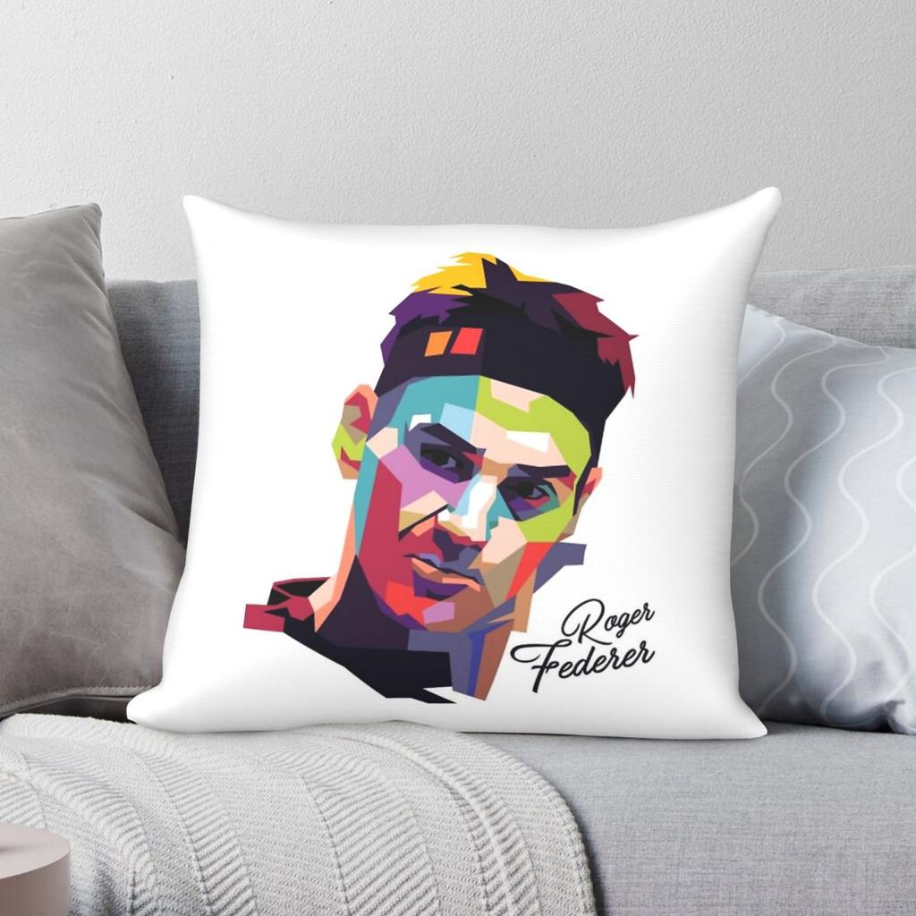 Roger Federer Tennis Square Pillowcase Polyester Linen Velvet Printed Zip Decor Throw Pillow Case Bed Cushion Case Wholesale