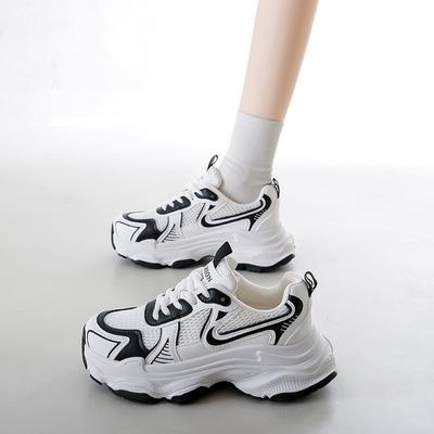 Весенне-осенняя новая женская обувь, кожаная дышащая серебряная повседневная обувь, ультралегкие кроссовки на толстой сетчатой ​​подошве с мягкой подошвой