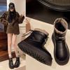 Водонепроницаемые кожаные зимние ботинки на толстой подошве для женщин, новая коллекция осень-зима 2025, утепленные бархатом, термохлопковые ботинки, короткие хлопковые ботинки в северо-восточном стиле