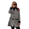 Fierte Women's Large Size Coat Lm96020 Button Closure Lining Leather Detail
